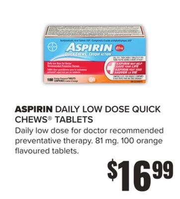 ASPIRIN DAILY LOW DOSE QUICK CHEWS® TABLETS