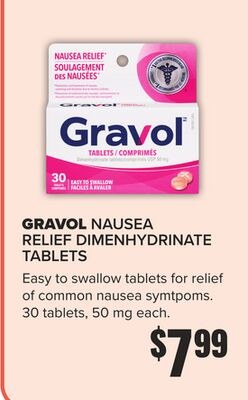 GRAVOL NAUSEA RELIEF DIMENHYDRINATE TABLETS