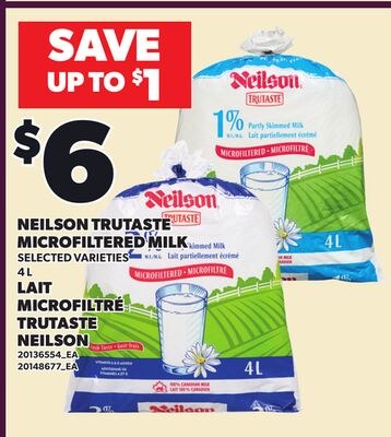 NEILSON TRUTASTE MICROFILTERED MILK, 4 L