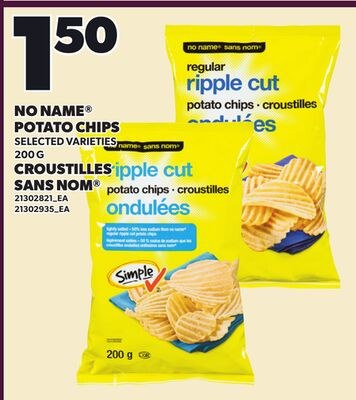 NO NAME® POTATO CHIPS, 200 G