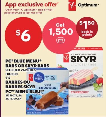 PC® BLUE MENU® BARS OR SKYR BARS, 6'S