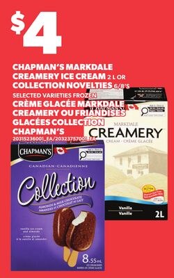 CHAPMAN'S MARKDALE CREAMERY ICE CREAM, 2 L OR C…