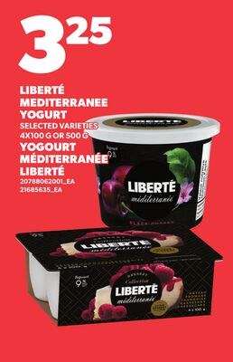 LIBERTÉ MEDITERRANEE YOGURT, 4X100 G OR 500 G