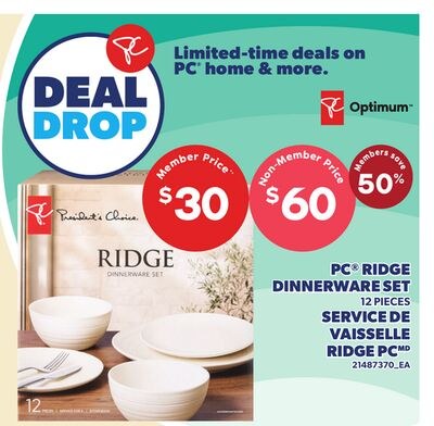 PC® RIDGE DINNERWARE SET, 12 PIECES