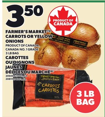 FARMER'S MARKET™ CARROTS OR YELLOW ONIONS, 3 LB…