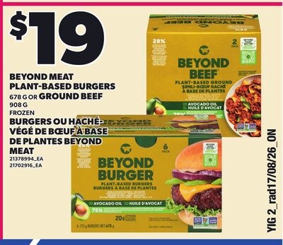 BEYOND MEAT PLANT-BASED BURGERS, 678 G OR GROUN…