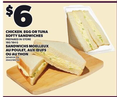 CHICKEN, EGG OR TUNA SOFTY SANDWICHES, 180/184 G