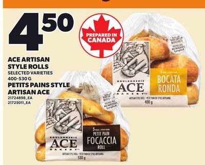ACE ARTISAN STYLE ROLLS, 400-530 G