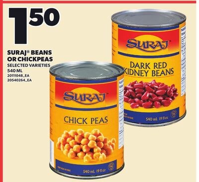 SURAJ® BEANS OR CHICKPEAS, 540 mL