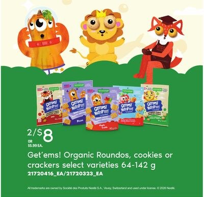 GET'EMS! ORGANIC ROUNDOS, COOKIES OR CRACKERS