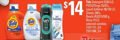 TIDE DETERGENT, 52/64 LD, PODS FLINGS 25/42'S, …