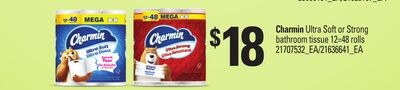 CHARMIN ULTRA SOFT & STRONG BATHROOM TISSUE 12-…