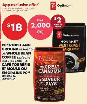 PC® ROAST AND GROUND 875/930 G OR WHOLE BEAN CO…