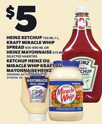 HEINZ KETCHUP 750 ML-1 L, KRAFT MIRACLE WHIP SP…