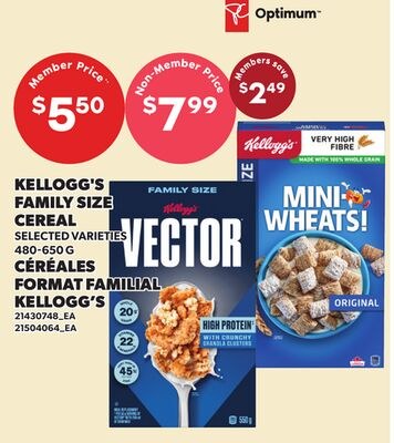 KELLOGG'S FAMILY SIZE CEREAL, 480-650 G