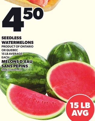 SEEDLESS WATERMELONS, 15 LB AVERAGE