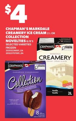 CHAPMAN'S MARKDALE CREAMERY ICE CREAM, 2 L OR C…