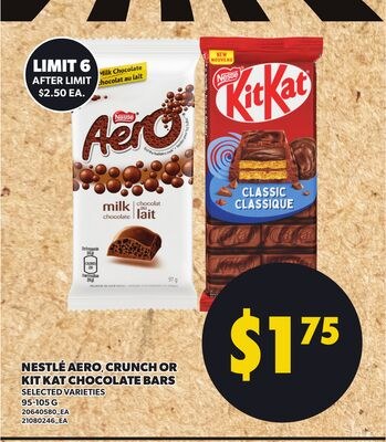 NESTLÉ AERO CRUNCH OR KITKAT CHOCOLATE BARS, 95…