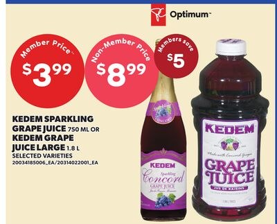 KEDEM SPARKLING GRAPE JUICE, 750 ML OR KEDEM GR…