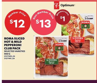 ROMA SLICED HOT & MILD PEPPERONI CLUB PACK, 900…