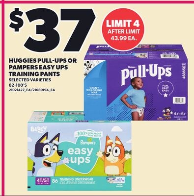 HUGGIES PULL-UPS OR PAMPERS EASY UPS TRAINING P…