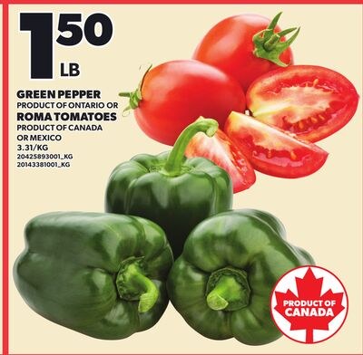 GREEN PEPPER OR ROMA TOMATOES