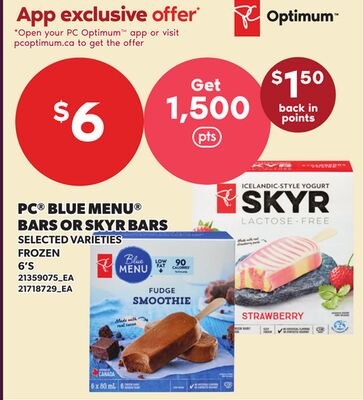 PC® BLUE MENU® BARS OR SKYR BARS, 6'S