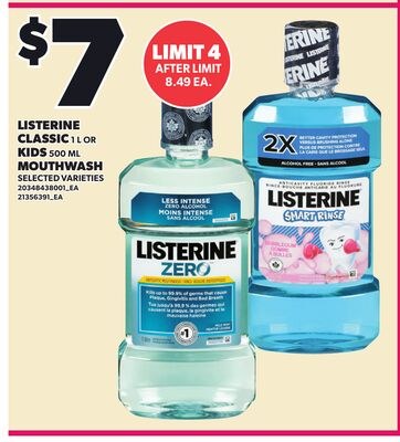 LISTERINE CLASSIC, 1 L OR KIDS, 500 ML MOUTHWASH
