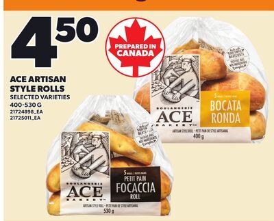 ACE ARTISAN STYLE ROLLS, 400-530 G
