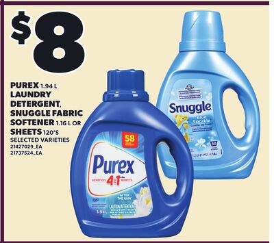 PUREX, 1.94 L LAUNDRY DETERGENT, SNUGGLE FABRIC…