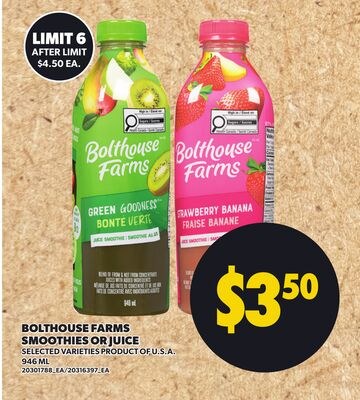 BOLTHOUSE FARMS SMOOTHIES OR JUICE, 946 ML