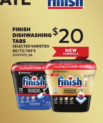 FINISH DISHWASHER TABS, 60/72/105'S