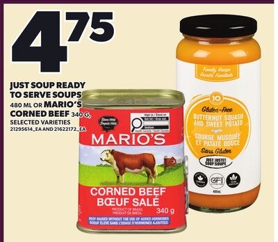 JUST SOUP READY TO SERVE SOUPS, 480 ML OR MARIO…