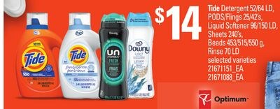 TIDE DETERGENT, 52/64 LD, PODS/FLINGS, 25/42'S,…