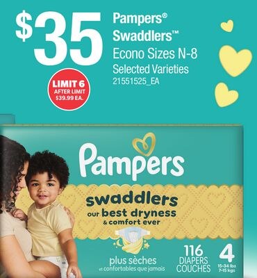 PAMPERS SWADDLERS, SIZES N-8