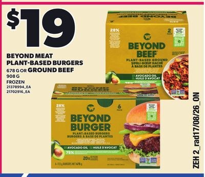 BEYOND MEAT PLANT-BASED BURGERS, 678 G OR GROUN…