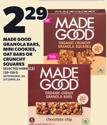 MADE GOOD GRANOLA BARS, MINI COOKIES, OAT BARS …
