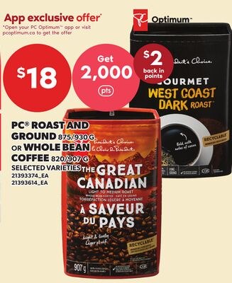 PC® ROAST AND GROUND, 875/930 G OR WHOLE BEAN C…