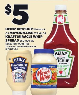 HEINZ KETCHUP, 750 ML-1 L OR MAYONNAISE, 675 ML…