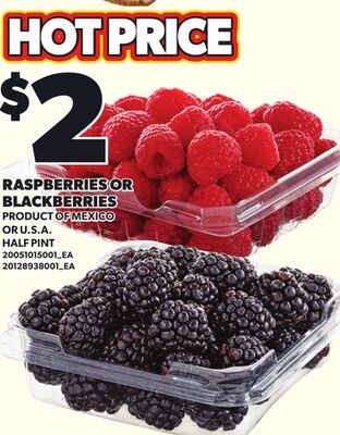 RASPBERRIES OR BLACKBERRIES, HAFT PINT