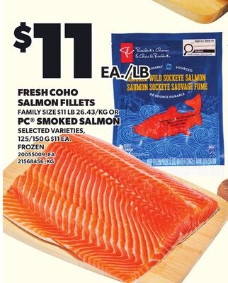 FRESH COHO SALMON FILLETS OR PC® SMOKED SALMON,…