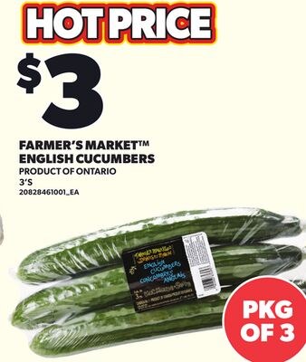 FARMER'S MARKET™ ENGLISH CUCUMBERS, 3'S
