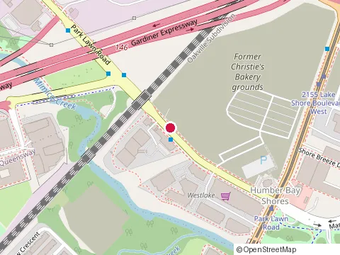 Location of Think Fitness Studios at 134 Park Lawn Rd, Etobicoke