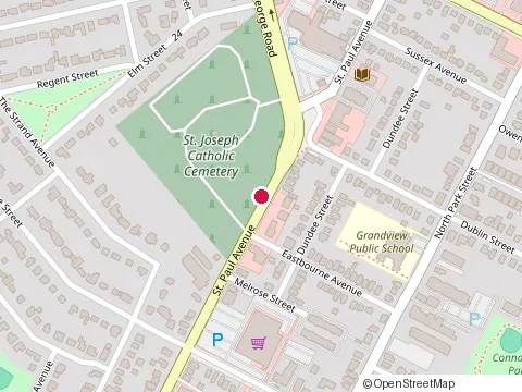 Location of Brantford Public Library at 441 St Paul Ave, Brantford