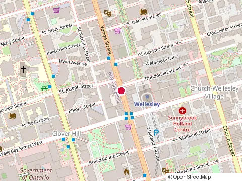 Location of Glad Day Bookshop at 598A Yonge St, Toronto