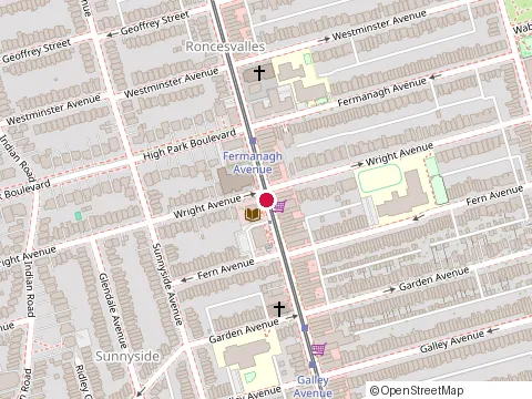 Location of High Park Branch Public Lib at 228 Roncesvalles Ave, Toronto