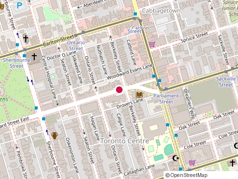 Location of Toronto Public Library - Parliament Street Branch at 269 Gerrard St E, Toronto