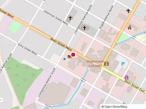 Location of North Perth Public Library at 260 Main St W, Listowel