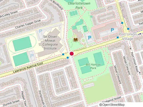Location of Scarborough Public Library at 5450 Lawrence Ave E, Scarborough