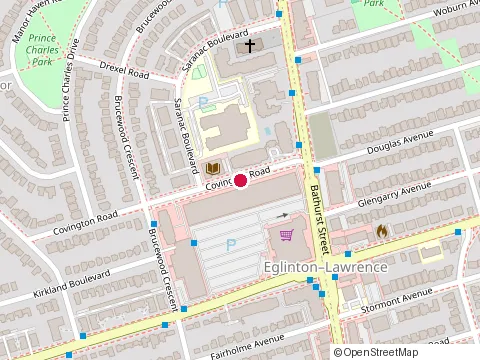 Location of Toronto Public Library at 20 Covington Rd, North York